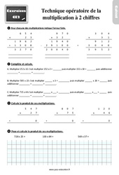La technique opératoire de la multiplication à 2 chiffres avec les corrections : Primaire 3 - PDF à imprimer