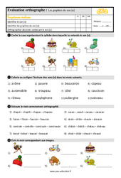Les graphies du son [o] -   Évaluation, bilan : Primaire 3 - PDF à imprimer