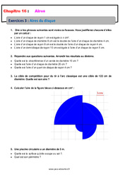 Aire du disque - Révisions - Exercices avec correction : Primaire 6 - PDF à imprimer