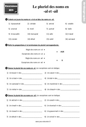 Le pluriel des noms en - al et - ail - Exercices, révisions : Primaire 3 - PDF à imprimer