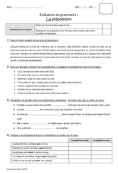 Préposition - Bilan  : Primaire 5 - PDF à imprimer