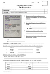 Dictionnaire - Bilan : Primaire 5 - PDF à imprimer