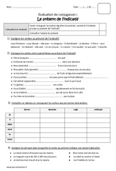 Présent de l’indicatif - Bilan avec le corrigé : Primaire 5 - PDF à imprimer