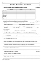 Passé simple et passé antérieur - Examen Contrôle  : Secondaire 1 - PDF à imprimer