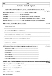 Impératif présent - Examen Contrôle avec le corrigé : Secondaire 1 - PDF à imprimer