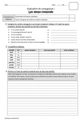 Temps composés - Bilan avec le corrigé : Primaire 5 - PDF à imprimer