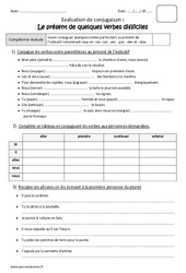 Présent - Bilan sur les verbes difficiles : Primaire 5 - PDF à imprimer
