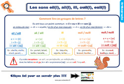Les sons eil(l), ail(l), ill, ouil(l), euil(l) - Cours, Leçon, trace écrite : Primaire 3 - PDF à imprimer
