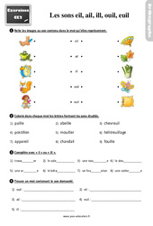 Mes sons eil(l), ail(l), ill, ouil(l), euil(l) - Exercices, révisions avec les corrections : Primaire 3 - PDF à imprimer