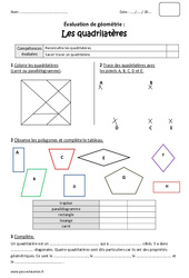 Quadrilatères - Bilan : Primaire 4 - PDF à imprimer