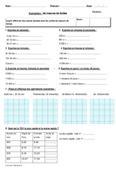 Mesure des durées - Bilan : Primaire 5 - PDF à imprimer