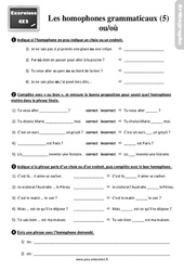 Les homophones grammaticaux ou / où - Exercices, révisions : Primaire 3 - PDF à imprimer