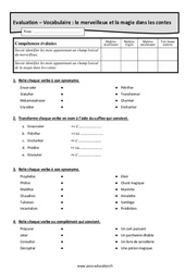 Le merveilleux et la magie dans les contes - Examen Evaluation avec la correction : Primaire 6 - PDF à imprimer