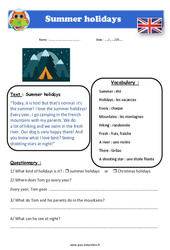 Summer holidays - Anglais - Lecture - Level 3 : Primaire 4, 5 - PDF à imprimer