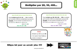 Multiplier par 20, 30, 400 - Cours, Leçon : Primaire 3 - PDF à imprimer