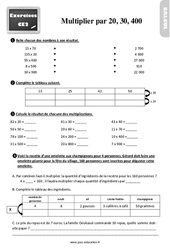 Multiplier par 20, 30, 400 - Exercices : Primaire 3 - PDF à imprimer
