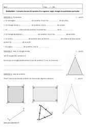 Axes de symétrie d’un segment, angle, triangle et quadrilatère - Examen Contrôle : Primaire 6 - PDF à imprimer