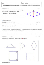 Axe de symétrie - Examen Evaluation : Primaire 6 - PDF à imprimer
