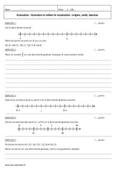 Origine, unité, abscisse - Demi - droite graduée - Examen Evaluation : Primaire 6 - PDF à imprimer