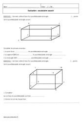 Pavé, parallélépipède - Examen Evaluation sur les solides - faces, arêtes, sommets : Primaire 6 - PDF à imprimer