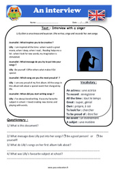 An interview - Anglais - Lecture - Level 4 : Primaire 4, 5 - PDF à imprimer