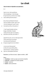 Le chat de Charles Baudelaire - Lecture - poésie : Primaire 6 - PDF à imprimer