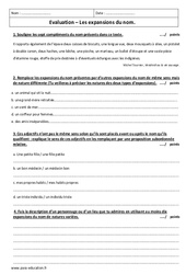 Expansion du nom - Examen Evaluation  : Secondaire 1 - PDF à imprimer
