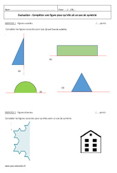 Axe de symétrie - Examen Contrôle : Primaire 6 - PDF à imprimer