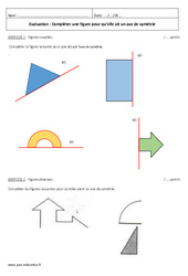 Symétrie axiale - Examen Evaluation : Primaire 6 - PDF à imprimer