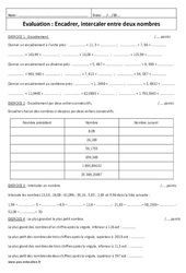 Encadrer, intercaler entre deux nombres - Examen Contrôle sur les décimaux : Primaire 6 - PDF à imprimer
