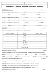 Décimaux - Examen Evaluation - Encadrer, intercaler entre deux nombres : Primaire 6 - PDF à imprimer