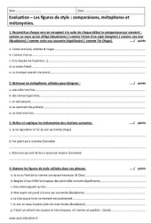 Figures de style - Examen Contrôle : Secondaire 2 - PDF à imprimer