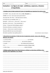 Antithèses, oxymores, chiasmes et hyperboles - Examen Evaluation  : Secondaire 2 - PDF à imprimer