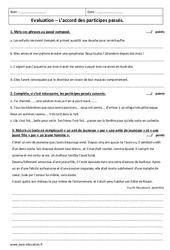 Accord des participes passés - Examen Contrôle : Secondaire 2 - PDF à imprimer