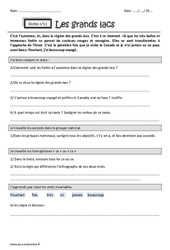 Les grands lacs - Accords dans le groupe nominal - se ou ce - Dictée accompagnée n°11 : Primaire 4 - Cycle 3 - PDF à imprimer