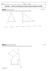 Construire le symétrique d'une figure simple par rapport à une droite - Examen Contrôle : Primaire 6 - PDF à imprimer