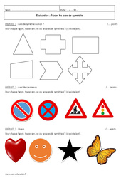 Tracer les axes de symétrie - Examen Contrôle : Primaire 6 - PDF à imprimer