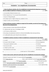 Temps, lieu, manière, moyen, cause, conséquence, but et comparaison - Examen Evaluation : Secondaire 2 - PDF à imprimer