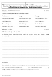 Figures planes - Examen Contrôle sur le triangle,cercle et parallélogrammes : Secondaire 1 - PDF à imprimer