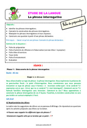 Les phrases interrogatives - Étude de la langue - Séquence - Fiche de préparation : Primaire 3 - PDF à imprimer