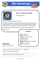 The horoscope - Anglais - Lecture - Level 4 : Primaire 4, 5 - PDF à imprimer