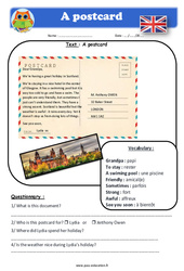 A postcard - Anglais - Lecture - Level 4 : Primaire 4, 5 - PDF à imprimer