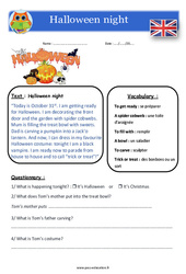 Halloween night - Anglais - Lecture - Level 3 : Primaire 4, 5 - PDF à imprimer