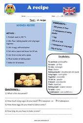 A recipe - Anglais - Lecture - Level 4 : Primaire 4, 5 - PDF à imprimer