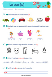 Son [a] - Etude du code / les sons : Primaire 1, 2 - PDF à imprimer
