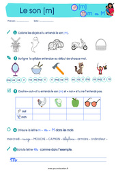Le son [m] - Etude du code / les sons : Primaire 1, 2 - PDF à imprimer