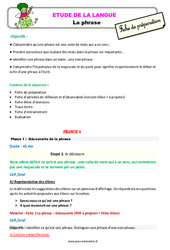 La phrase - Étude de la langue - Séquence - Fiche de préparation : Primaire 2 - PDF à imprimer