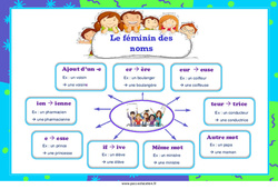 Le féminin des noms - Affiche : Primaire 3, 4, 5 - PDF à imprimer