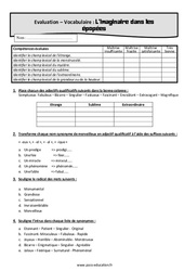 L’imaginaire dans les épopées et les contes merveilleux - Examen Evaluation, bilan, contrôle avec la correction : Secondaire 1 - PDF à imprimer
