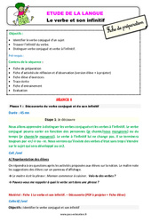 Le verbe et son infinitif - Étude de la langue - Séquence - Fiche de préparation : Primaire 2 - PDF à imprimer